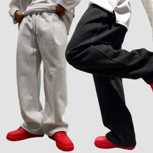 배색 스티치 기모 와이드 스트링 팬츠