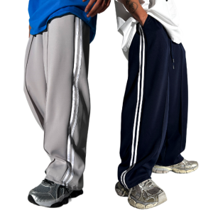 남녀 공용 와이드 두줄 트랙 벌룬 팬츠