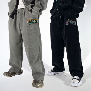 남녀공용 벨벳 와플 밴딩 와이드 팬츠