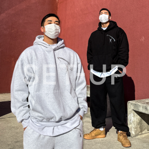 메탈 로고 겨울 기모 오버핏 트레이닝 세트