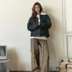 [베스띠벨리] 니트카라 덕다운 퀼팅 점퍼