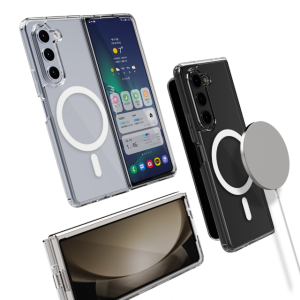 [초강력 자석] Z폴드 맥세이프 케이스 슬림 FOLD 제트 지폴드 케이스 투명 (폴리카보네이트), 갤럭시Z 폴드5