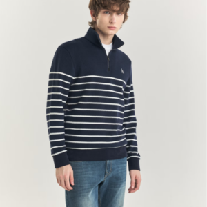 [헤지스 남성] [반값세일]네이비 컬러블럭 하프집업 맨투맨 HZTS4D531N2