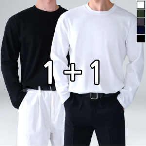 1+1남자 긴팔티셔츠 오버핏 스판 반팔티 가을