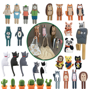 담앤드솜 자석 후크 현관 마스크 걸이 현관문 모자 열쇠 차키 고리 동물농장 핑크토끼