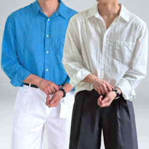 1+1 남자 린넨 셔츠 여름 오버핏 남성남방 와이셔츠