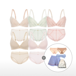 원더브라 레이스 볼륨 노와이어 여성속옷 5세트