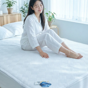 국산 휴비스 듀라론 여름 냉감패드 고정밴드 시원한 사선 퀸 160x210