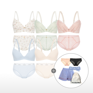 원더브라 레이스 노와이어 볼륨 여성속옷 5세트