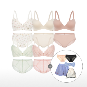 원더브라 레이스 노와이어 볼륨 여성속옷 5세트