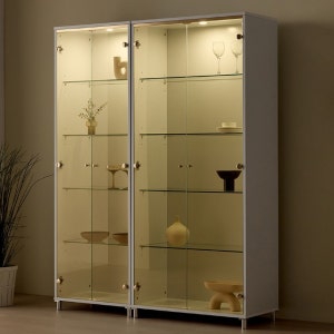허브라인 플러스 600강화유리장식장 진열장 수납장 레고 굿즈 피규어 양주 술 조명