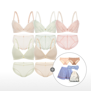 원더브라 레이스 볼륨 노와이어 여성속옷 5세트