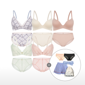 원더브라 레이스 노와이어 볼륨 여성속옷 5세트