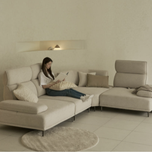 패브릭 스윙 ㄱ자 소파 화이트 갤럭시원단 5인