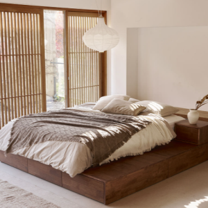 헤드없는 무헤드 원목 침대 프레임 수납 라지킹