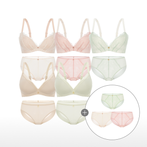 원더브라 레이스 볼륨 노와이어 여성속옷 5세트