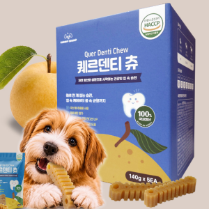 촘촘, 국내산 강아지 건강 덴탈껌 치석 치태 입냄새 제거 간식 퀘르덴티츄 140g, 5개