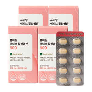 [3+1] 퓨어팅 활성엽산 800 임산부 활성형 엽산 임신준비 초기 영양제 4세대 60정, 4개