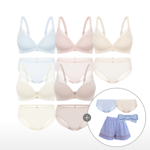 원더브라 여름 노와이어 볼륨 여성속옷 5세트