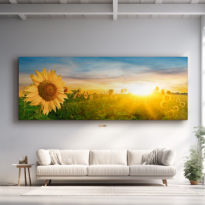 대형 해바라기 썬셋 133x50cm 그림 캔버스 액자 거실 인테리어 집들이 개업 선물