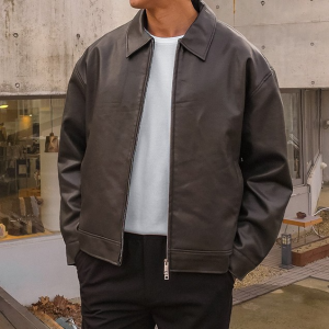 (M-4XL)파노테스 레더자켓[R2 빅사이즈 이중지퍼 밑단스냅버튼]