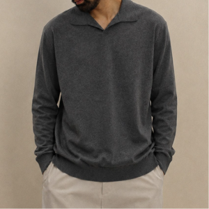 (L-5XL)아드보나 오픈카라 긴팔니트[C-UBX#오픈카라빅사이즈,데일리,일상,오피스,하객]