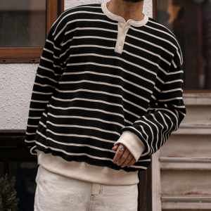 (L-4XL)카르날 단가라 헨리넥 맨투맨[MANN 빅사이즈 와플짜임]