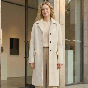 [헤지스]  HAZZYS 여성 다크베이지 모헤어 테일러드 코트 HSCO3DP15I3