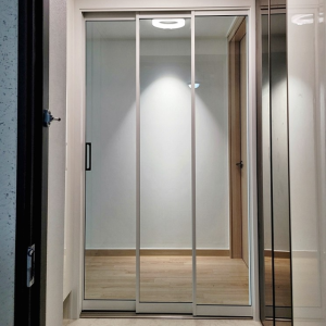 주문제작현관중문 부산 울산 양산 김해 창원 경주 초슬림 투명강화유리(오픈형) 가로130이하