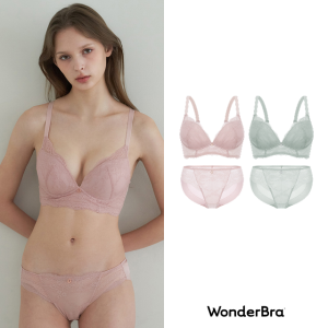 원더브라 예쁜 레이스 노와이어 여성속옷 2세트