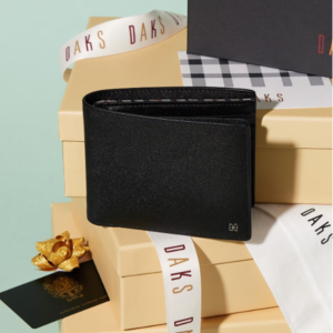 [닥스 액세서리] [선물포장재증정][반지갑]블랙 가죽 미니 DD로고 내부 체크 패턴 라인 포인트 DBWA6E975BK