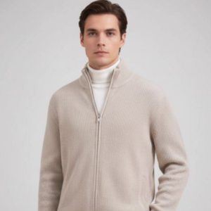 [헤지스] 울 강연 하이넥 집업 가디건