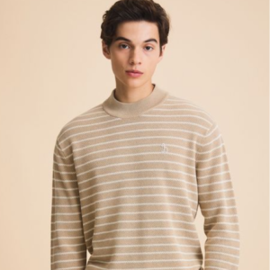 [헤지스] 면 모크넥 스트라이프 니트