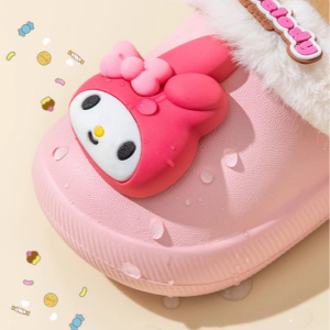 산리오 쿠로미 털슬리퍼 유아털신 캐릭터 방한화 털실내화 아동겨울슬리퍼