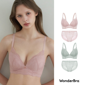 원더브라 예쁜 레이스 노와이어 여성속옷 2세트