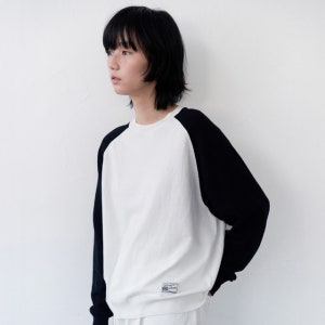 All-Day Cotton Raglan Knit - White/Black