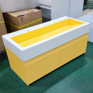 라비앙 어린이집 빗각세면대 욕실하부장 일체형세면대 주문제작 학교 화장실 인테리어