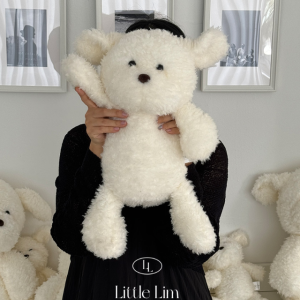 리틀림 복실복실 비숑 망망 멍뭉 강아지 귀여운 쿠션 애착 인형 앉은뽀송 30cm