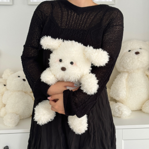 리틀림 복실복실 비숑 망망 멍뭉 강아지 귀여운 쿠션 애착 인형 누운뽀송55cm