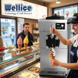 Wellice웰아이스 소프트 아이스크림 제조기 T119. 24L/HR생산, 10 12콘 연속 토출. 카페 추천 제품.무료설치