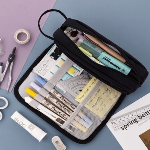 천 필통 중학생 대학생 다층분리 펜 파우치