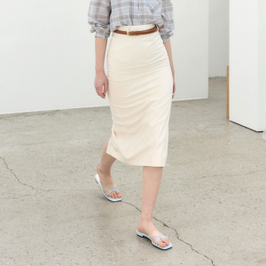 Slit H Cloud Highwaist Full-lining Long Skirt (CREAM, 3 SIZE)